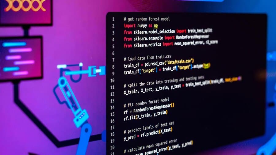 Program Code Against a Purple Background